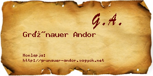 Grünauer Andor névjegykártya